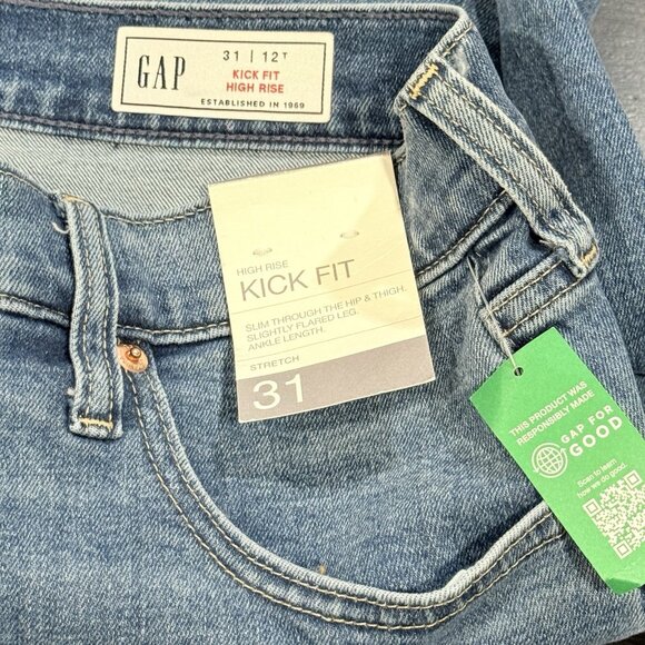 NWT GAP Kick Fit High Rise Medium Wash Denim Jeans Womens Size 31 /12T - Picture 7 of 13